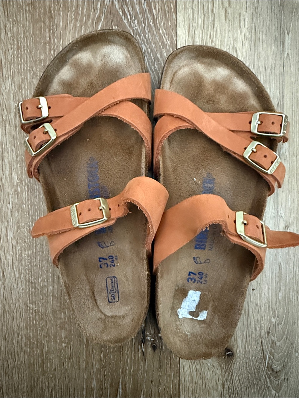 Birkenstock Rust Brown Triple Strap Slide